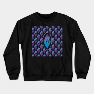 Adorable Illustrated Purple and Blue Mushroom Pattern Crewneck Sweatshirt